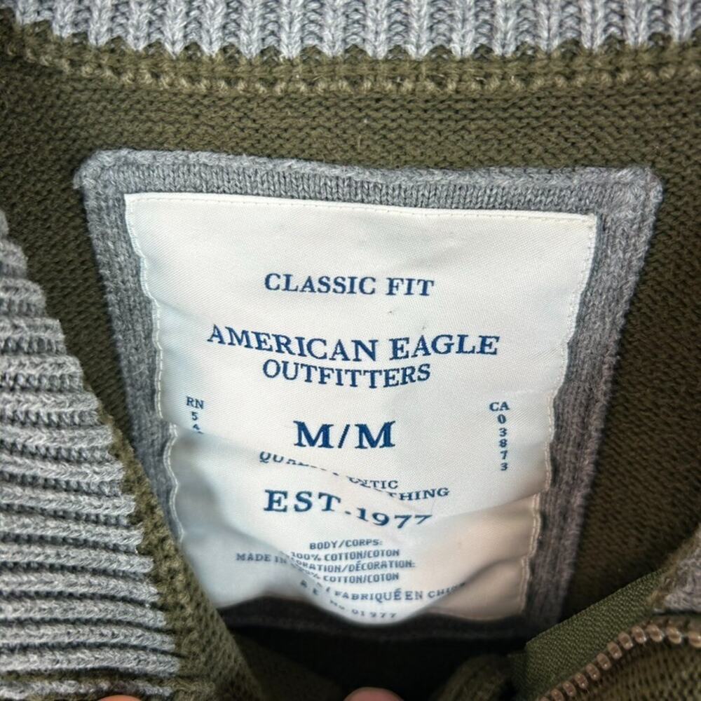 Vintage American Eagle Mens Y2K 1/4 Button Pullover Sweater Size M Preppy Grunge - Picture 5 of 9